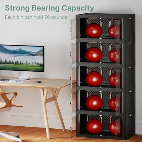 UAMFURI 560QT Lockable Plastic Storage Bins, 5 Pack Collapsible Cabinets - Image 6