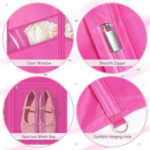 Univivi 54 Inch Dance Costume Garment Bags for Dancers, Rose Red, 5 Pack - Image 3