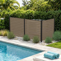 Kozyard 50" W x 48" H Outdoor Privacy Screen with Aluminum Posts, Air Conditioner Fence Panels, Pool Equipment Enclosure, Trash Can Screen Fence Kit for Outside Backyard Patio, Taupe, 3 Panels by Kozyard