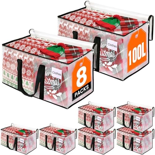 RoomHacks Moving Bags, Heavy Duty Large Storage Bags, 100L, 8 Pack, Clear by RoomHacks