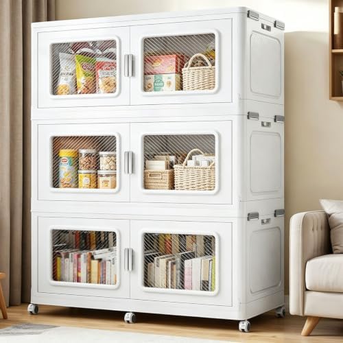 BROVIEW 900 Qt/225 Gal Stackable Storage Bins with Lids, 3 Pack, White by BROVIEW-EnjoytheArtofLife
