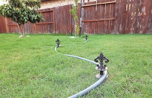 Lulu Decor, Antique Black Cast Iron Garden Fleur de lis Hose Guides, Set of 8. Strong and Decorative Hose Guide that Protects Your Plants and Provides Elegance to Your Garden - Image 6