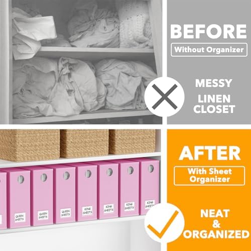 SpaceAid 8 Pack Bed Sheet Organizers and Storage, Foldable Organizer for Linen Closet, Set Folder Keeper with Window XL (Queen & King Size) Bedding Container (Pink, 8 Pack) - Image 2