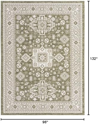 Rugs.com Outdoor Aztec Collection Rug – 8' x 11' Green Flatweave Rug Perfect for Living Rooms, Large Dining Rooms, Open Floorplans - Image 2