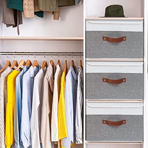 Yawinhe Collapsible Storage Bins,White/Grey,13.0x9.0x7.9in,5-Pack - Image 5