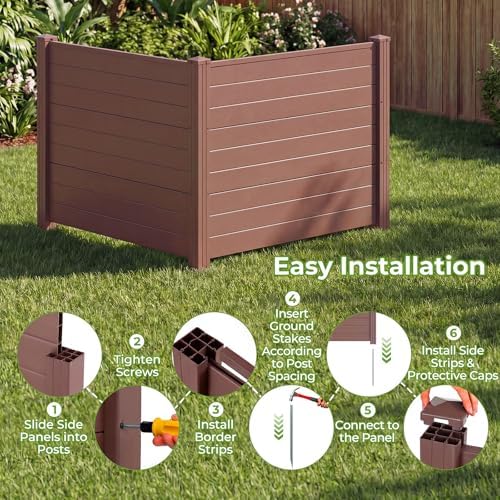 GIANTEX No-Dig Air Conditioner Fence, 2 Panels, 48''W x 36''H, Brown - Image 4