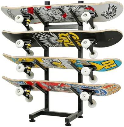 BiJun 4‑Tier Skateboard Racks Floor Stand, for Garage Bedroom Home Display by BiJun