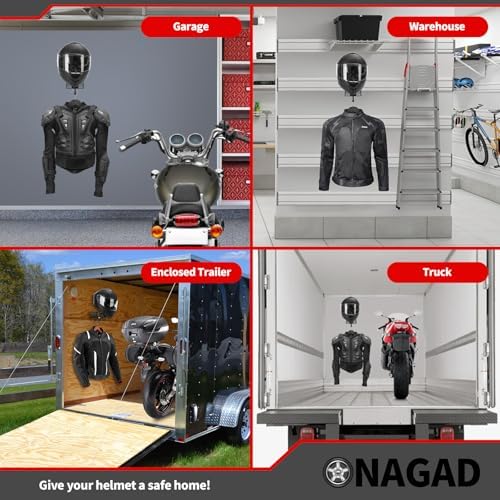 Wall Mount Motorcycle Helmet Rack with Gloves Tray, Chin Strap Fixing Hook - Image 4