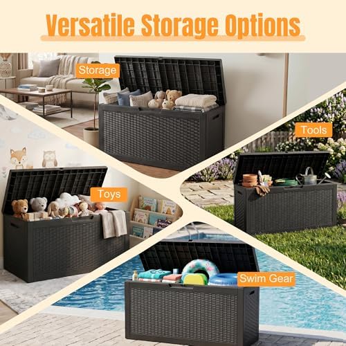 Outdoor Storage Box,120 Gallon Waterproof Resin Patio Deck Box - Image 4