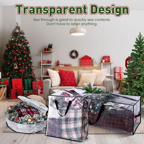 Simgoing 5 Pack Christmas Storage Bags, 9 Ft Christmas Tree Large Bag, 24" Wreath Containers and 25" Garland Packing Tote Moving Bags with Handle Zipper for Artificial Xmas Tree Wreath Garland - Image 6