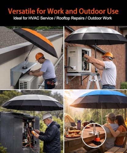Hvac Umbrella with Magnetic Base & Clamp, Outdoor Work Umbrella - Image 2