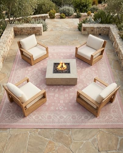 Rugs.com - Outdoor Aztec Rug – 13 Ft Square Pink Indoor/Outdoor Rug Washable Stain-Resistant Flatweave for Patios, Decks, and Porches - Image 5