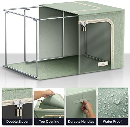 Sorbus Clothing Storage Bins with Clear Window, Metal Frame (4 Pack, Teal) - Image 5
