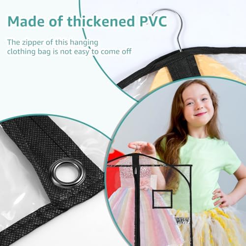8 Pack Clear Garment Bags for Dance Costumes,40 Inch Transparent Dance Costume Bag with 4 Zipper Pockets & ID Window,Waterproof Hanging Garment Bag for Competition,Recital,Travel - Image 3