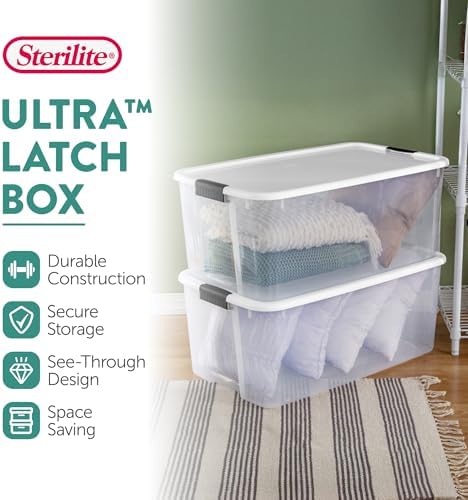 Sterilite 16-Pack Stackable Storage Bin with Lid, Clear Plastic Design, 116 Quart - Image 2
