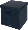 Leitz Fabric Storage Box with Lid, Set of 2 Cube Storage Unit Boxes, Foldable Fabric Ottoman Storage Box, Foldable & Eco Conscious Organiser Box, Recycle Range, Velvet Grey, Large, 61450089 by Leitz