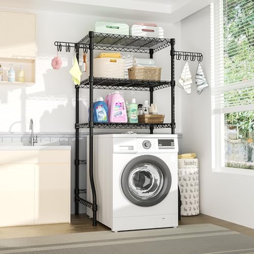 Ulif U8 Laundry Room Storage Organizer, Over the Washer and Dryer Storage Shelves for Laundry Organization, 35" W x 17.3" D x 76.2" H, Suit Washing Machine Width Within 32.6", Hold 304 lb, Black - Image 2