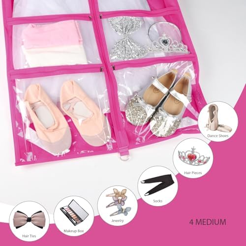 Syeeiex 40 Inch Clear Dance Costume Garment Bag, Rose Red, 5 Pack - Image 3