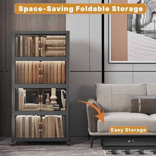 UAMFURI 208QT Stackable Storage Bins with Lids,Doors & Wheels - Image 4