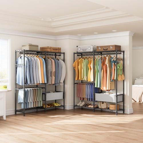 Golpart Heavy Duty Clothes Rack Metal Wardrobe with Adjustable Wire Shelves - Image 3