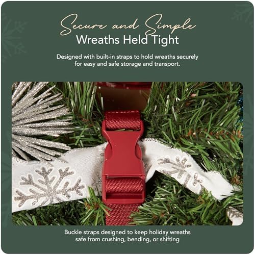 Covermates Deluxe Wreath Storage Bag, 36" Diameter x 8" H, Red Snowflake - Image 5