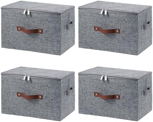 4PCS Storage Bins with Zipper Lids Decorative Lidded Basket Box by VinneGenzz