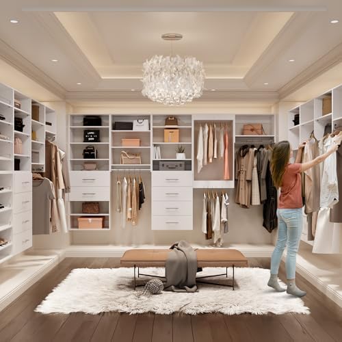 ROOMTEC 25.5" Double Hanging Closet Unit, Modular Closet System with Hanging Rod, Wardrobe Organizer for Bedroom or Walk-in Closet, Wall Mounted, Customizable Clothes Storage Unit, White - Image 3