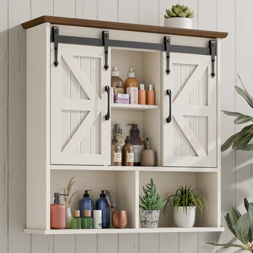 Vabches Bathroom Wall Cabinet, Farmhouse Medicine Cabinet, Rustic White by Vabches