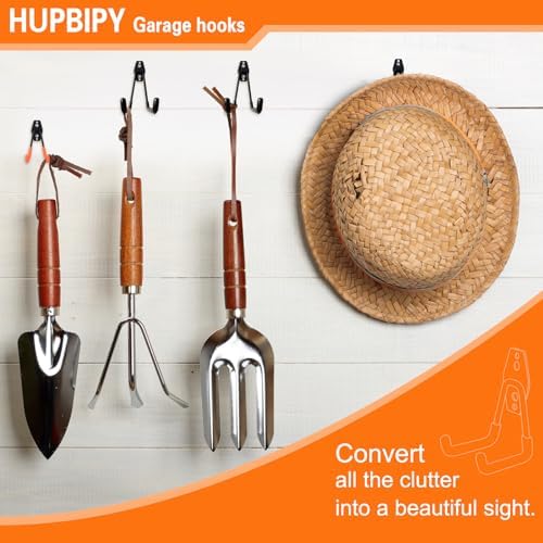 HUPBIPY 26 Pack Garage Hooks Heavy Duty Utility Steel with Anti-Slip Coating Wall Mount Storage Organizer for Hanging Power and Garden Tools, Ladders, Hose, Bikes, Ropes, Bulk Items, and More - Image 5