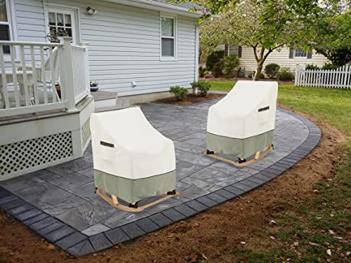 Patio Rocking Chair Cover 2-Pack,Rocking Chair Covers for Outdoor Furniture, 27.5W x 32.5D x 39H Inch,Rocking Chair Covers Waterproof,White&Grayish Green - Image 6