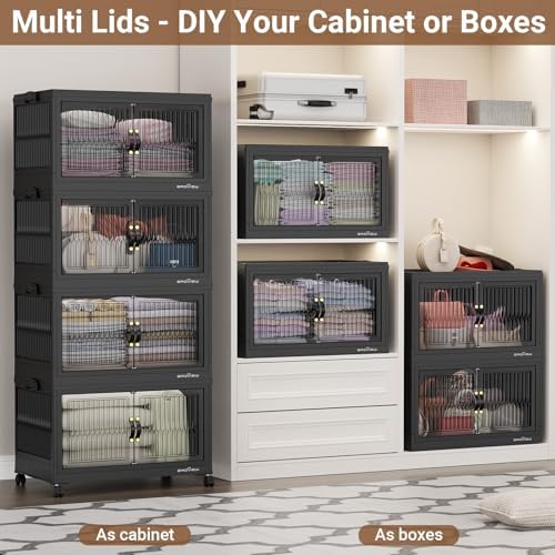 BROVIEW 480Qt Stackable Storage Bins with Lid for Home Dorm, 4Pack Black - Image 6