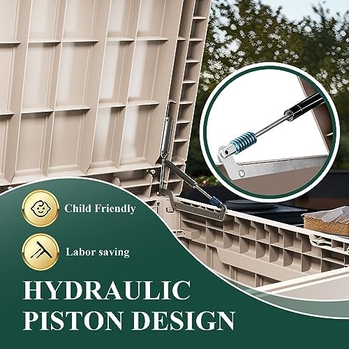Outdoor Waterproof Resin Storage Deck Box Lockable Outside Bench UV Resistant Bin Patio Porch Furniture Pool Float Garden Tool Cushion (Grey, 280 Gallon) - Image 6