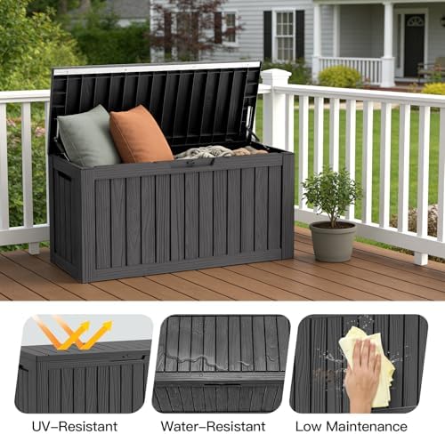 Mars Villa Deck Box, Outdoor Storage Box Waterproof, 80 Gallon, Black - Image 4