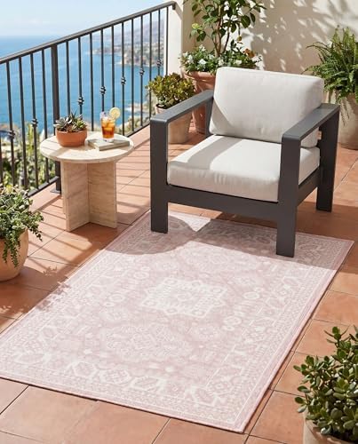 Rugs.com - Outdoor Aztec Rug – 3' 1 x 5' 3 Pink Indoor/Outdoor Rug – Weather-Resistant Flatweave for Patio, Deck, and Porch - Image 4