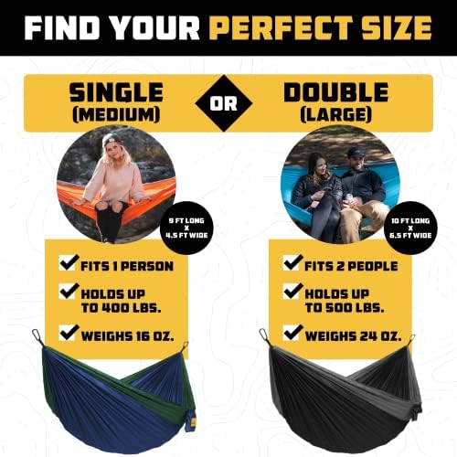 Wise Owl Outfitters Camping Hammock – up to 500lbs Portable Hammock with Tree Straps - Travel, Backpacking, Hiking, Outdoors Camping Gear - Single or Double - Image 2
