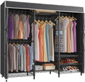 VIPEK V5C Heavy Duty Covered Clothes Rack Portable Closet Rack, Black Metal Clothing Rack with Black Upgarded Polyester Cover, Adjustable Custom Freestanding Closet Wardrobe, Max Load 800LBS by VIPEK