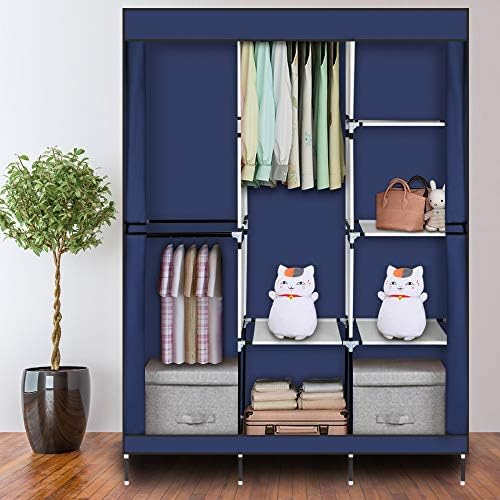 Knocbel Portable Closets Freestanding Closet Organzier Clothes Garment Rack with Storage Shelves & 3 Hanging Rods, 49.2" W x 17" D x 70.9" H Blue - Image 2