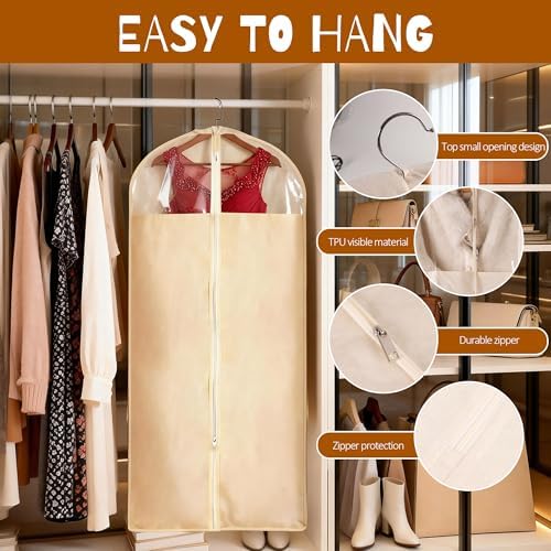 4 Pack 24 x 60 Inches Cotton Garment Bags for Hanging Clothes - Image 3