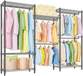 M MZG Heavy Duty Rolling Garment Rack 6 Tiers Adjustable Wire Shelving Clothes Rack with Rods Storage Closet Clothing Rack Black 15.7" D x 70.8" W x 76.5" H by MEIGAOPLASTICANDMETALHKCOLIMITED