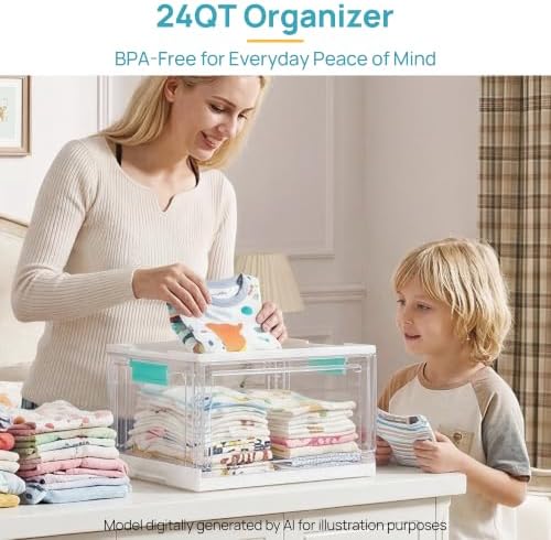Vtopmart 24 QT Clear Plastic Stackable Storage Bins with Lids, 3 Pack - Image 3