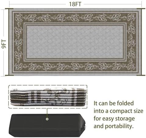 EEZ RV Products 9ft x18ft Vine Brown Heavy Duty Reversible/Durable Outdoor RV Mats Come with Large Storage Bag & 6 Sets of Stakes and Washer - Image 2