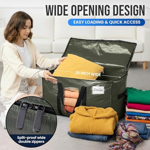 TAILI 8 Pack Green Extra Large Moving Bags,Storage Bag with Visible Window - Image 4