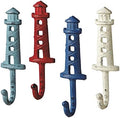 Lighthouses - Antique Style Weathered Wall Hooks Set of 4 - Aqua, Red, Blue, White by Unknown
