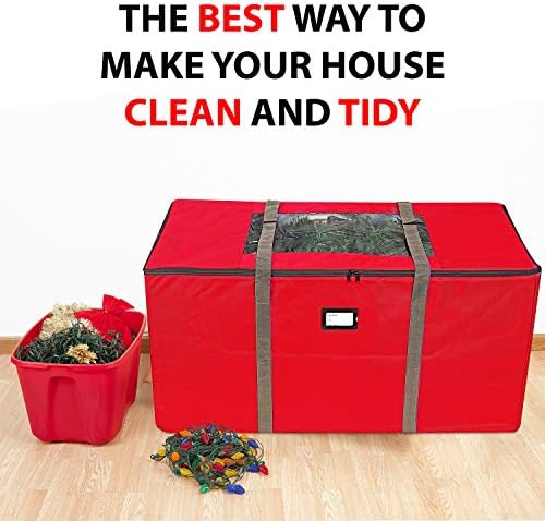 ProPik Rolling Christmas Tree Storage Bag, Fits Up to 9 Foot Tall Disassembled Trees, 25" X 25" X 60", Extra Large Heavy Duty Xmas Container with Wheels, Handles and Straps (Red) - Image 4