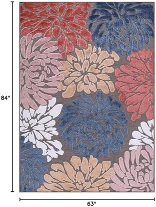 Luul Home Floral Indoor Outdoor Rugs 5x7 Large Area Rug for Living Room, Patio Decor, Kitchen, and Entryway Rug, Washable Stain Resistant Outside Carpet Brown 5 x 7 - Image 2
