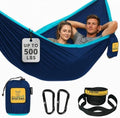 Wise Owl Outfitters Hammock for Camping Double Hammocks Gear for The Outdoors Backpacking Survival or Travel - Portable Lightweight Parachute Nylon DO Navy & Lt Blue by WiseOwlOutfitters
