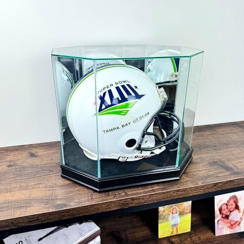 Real Glass Octagon Football Helmet Display Case with 1 1/2" Sport Moulding | Choose Your Moulding and Glass Protection | Full Size Helmet Case - Image 7