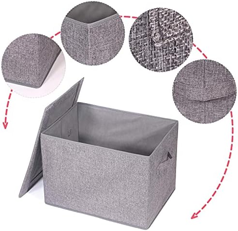 TENABORT 4 Pack Large Foldable Storage Box with Lids Fabric Storage Cube Organizer Cloth Containers Bins Baskets for Closet Clothes Clothing Bed Room - Image 3