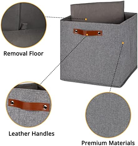 DULLEMELO Fabric Storage Cubes,13 inch Cube Stroage Bins for Empty Gift Basket,Toys Nursery Clothes Storage Linen Closet Organizers and Storage Baskets Shelves Bins(Grey-4 Pack) - Image 5
