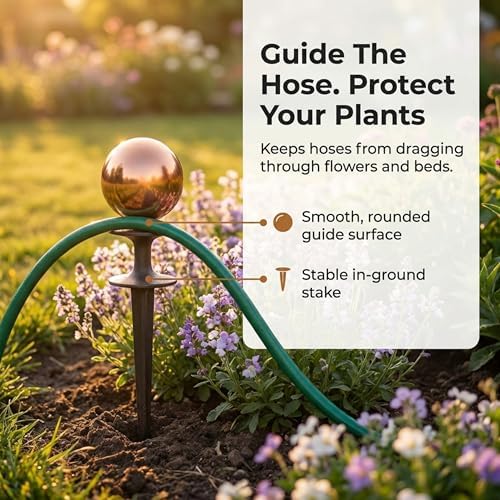 Lulu Decor, Garden Copper Gazing Ball Hose Guide, Set of 2 Strong and Decorative Hose Guide that Protects Your Plants and Provides Elegance to Your Garden - Image 2